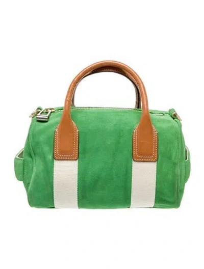 Pre-owned Bill Blass Suede Top Handle Bag In Green