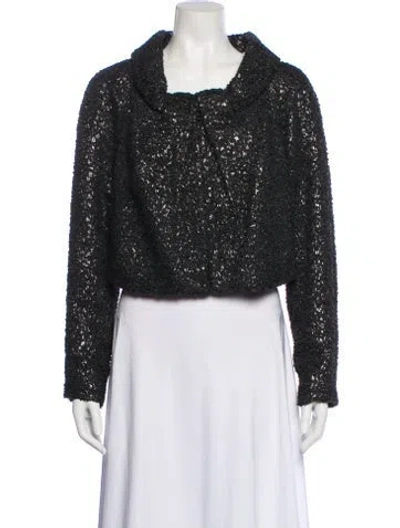 Pre-owned Bill Blass Tweed Pattern Evening Jacket In Black