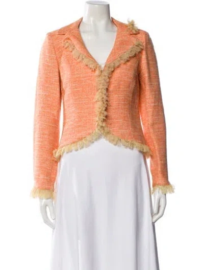Pre-owned Bill Blass Tweed Pattern Evening Jacket In Orange