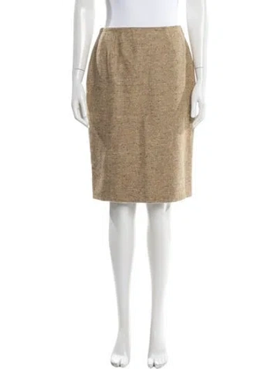 Pre-owned Bill Blass Tweed Pattern Knee-length Skirt In Brown