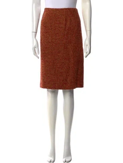 Pre-owned Bill Blass Tweed Pattern Knee-length Skirt In Red