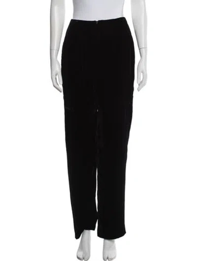Pre-owned Bill Blass Velvet Straight Leg Pants In Black