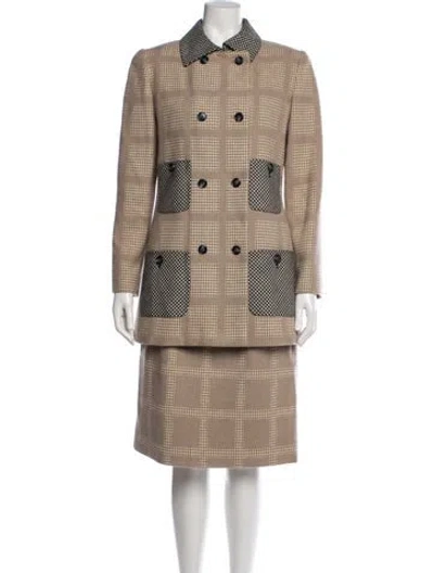 Pre-owned Bill Blass Vintage 1980's Skirt Suit In Black/neutrals