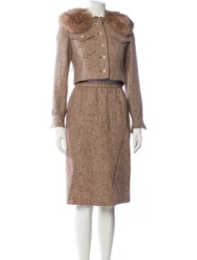 Pre-owned Bill Blass Vintage 1980's Skirt Suit In Brown