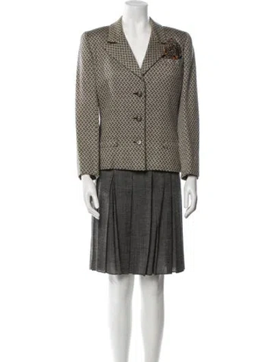 Pre-owned Bill Blass Vintage 1980's Skirt Suit In Gray