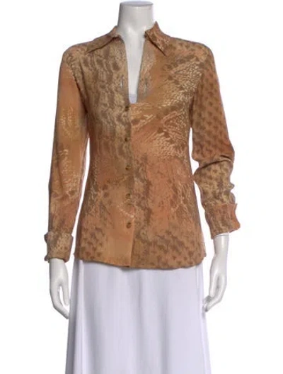 Pre-owned Bill Blass Vintage 1990's Button-up Top In Neutral