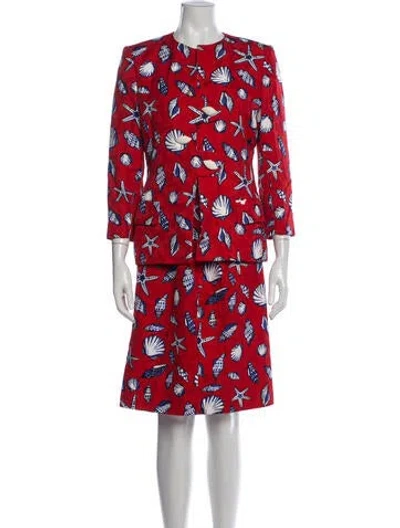 Pre-owned Bill Blass Vintage 1990's Skirt Suit In Blue/red