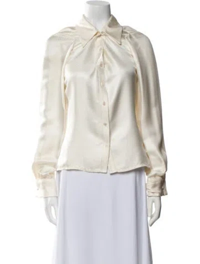 Pre-owned Bill Blass Vintage 2000's Button-up Top In Neutral