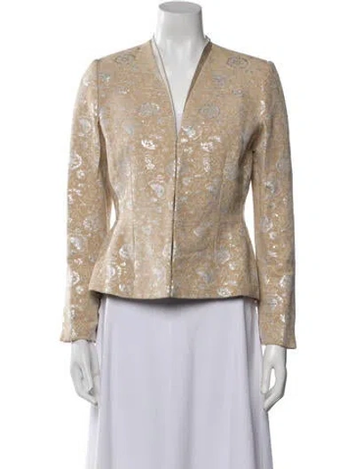 Pre-owned Bill Blass Vintage Floral Print Evening Jacket In Silver