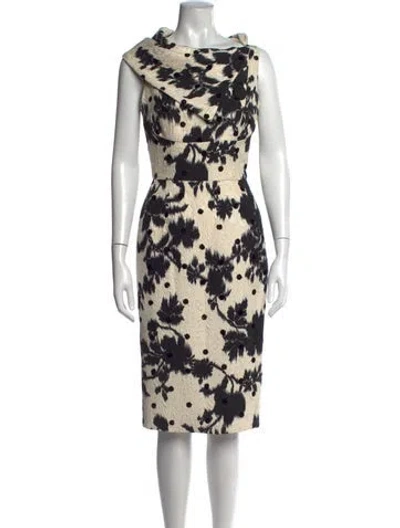 Pre-owned Bill Blass Vintage Knee-length Dress In Black/white