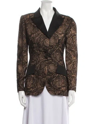 Pre-owned Bill Blass Vintage Lace Pattern Blazer In Black