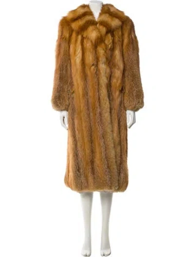 Pre-owned Bill Blass Vintage Late 1970's - Early 1980's Faux Fur Coat In Orange