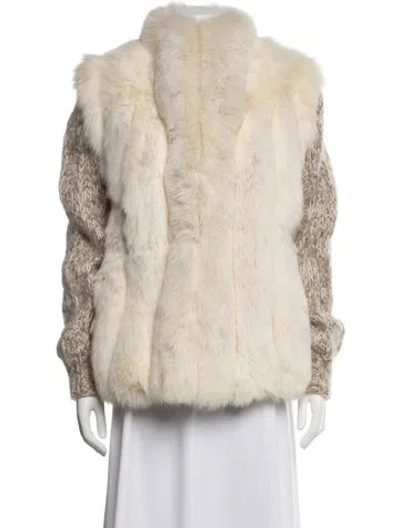 Pre-owned Bill Blass Vintage Late 1980's - Early 1990's Faux Fur Jacket In Neutrals