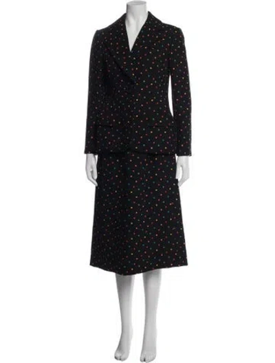 Pre-owned Bill Blass Vintage Late 1980's - Early 1990's Skirt Suit In Black/blue