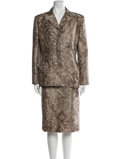 Pre-owned Bill Blass Vintage Late 1980's - Early 1990's Skirt Suit In Neutral