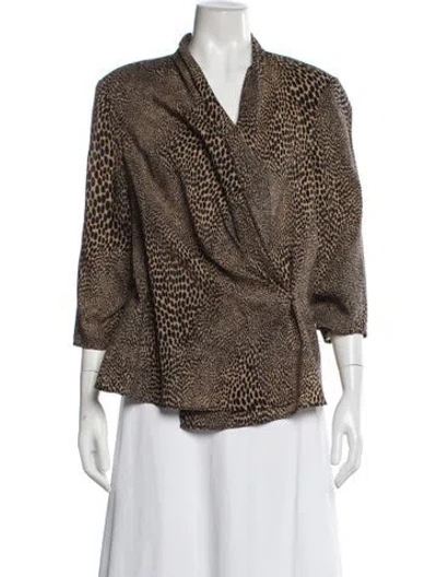 Pre-owned Bill Blass Vintage Late 1980's - Early 1990's Top In Brown