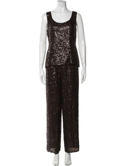 Pre-owned Bill Blass Vintage Late 1990's - Early 2000's Pant Set In Brown