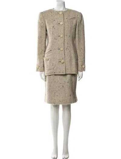 Pre-owned Bill Blass Vintage Late 1990's - Early 2000's Skirt Suit In Neutral