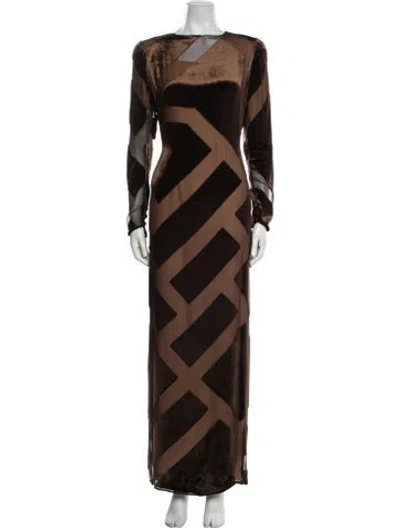 Pre-owned Bill Blass Vintage Long Dress In Brown