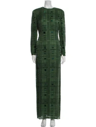 Pre-owned Bill Blass Vintage Long Dress In Green