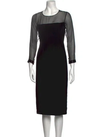 Pre-owned Bill Blass Vintage Midi Length Dress In Black