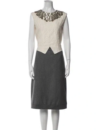 Pre-owned Bill Blass Vintage Midi Length Dress In Gray