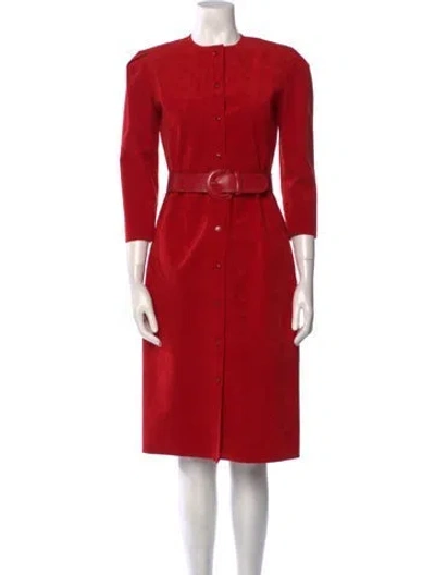Pre-owned Bill Blass Vintage Midi Length Dress In Red