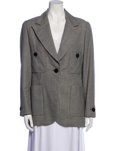 Pre-owned Bill Blass Vintage Plaid Print Blazer In Neutral