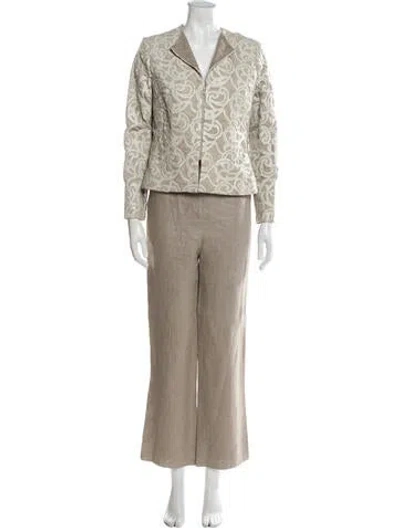 Pre-owned Bill Blass Vintage Printed Pant Set In Gray