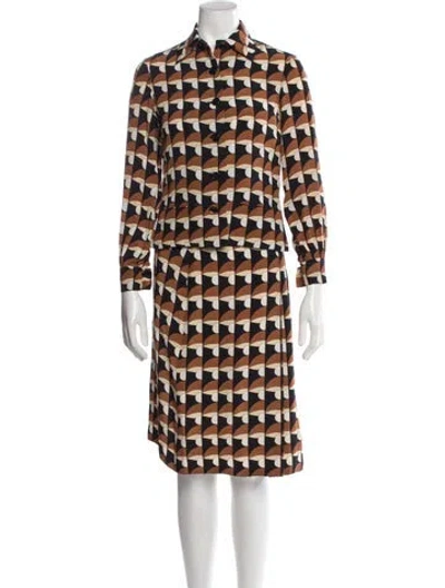 Pre-owned Bill Blass Vintage Printed Skirt Set In Multi