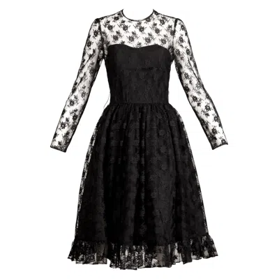 Pre-owned Bill Blass Vintage Sheer Black Lace Dress