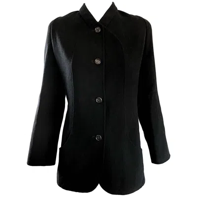 Pre-owned Bill Blass Vintage Size 14 Black Virgin Wool Chic Blazer Jacket