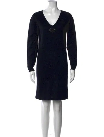 Pre-owned Bill Blass V-neck Knee-length Dress In Black