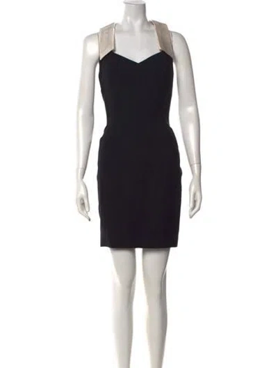 Pre-owned Bill Blass V-neck Mini Dress In Blue
