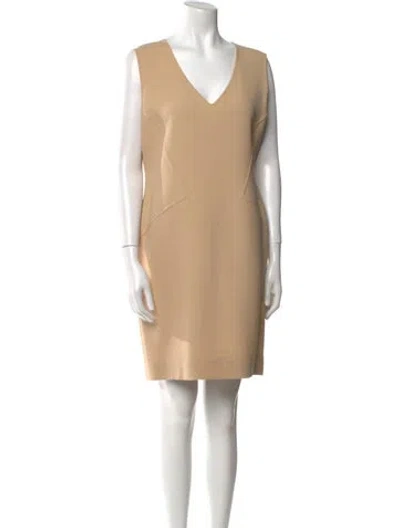 Pre-owned Bill Blass V-neck Mini Dress In Neutral