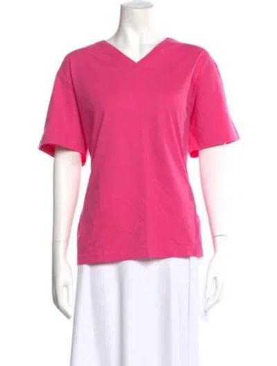 Pre-owned Bill Blass V-neck Short Sleeve T-shirt In Pink