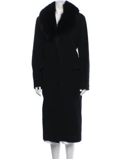 Pre-owned Bill Blass Wool Faux Fur Coat In Black