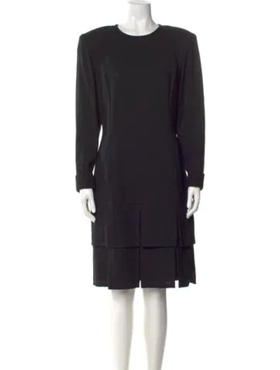 Pre-owned Bill Blass Wool Knee-length Dress In Black