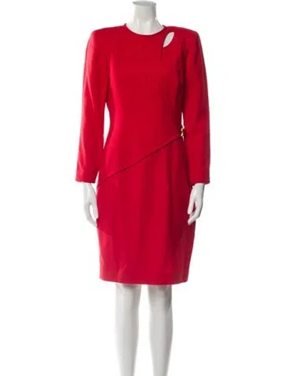 Pre-owned Bill Blass Wool Knee-length Dress In Red