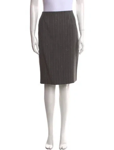 Pre-owned Bill Blass Wool Knee-length Skirt In Gray