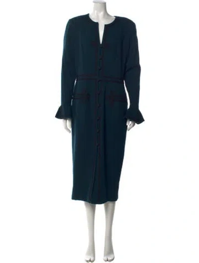 Pre-owned Bill Blass Wool Long Dress In Multi
