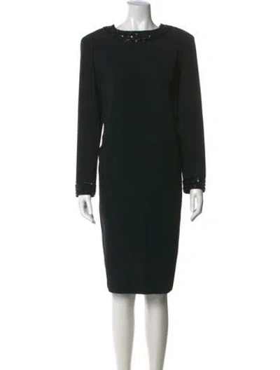 Pre-owned Bill Blass Wool Midi Length Dress In Black