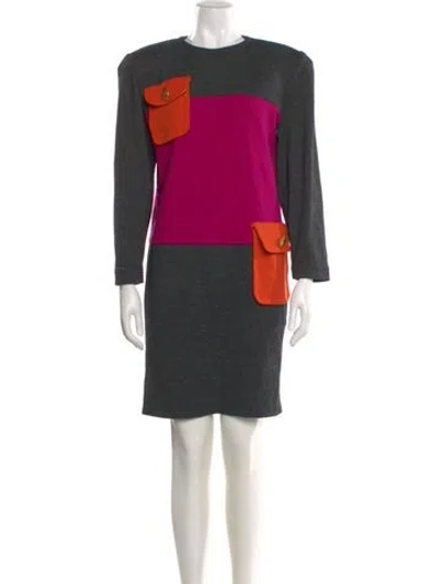 Pre-owned Bill Blass Wool Mini Dress In Multi