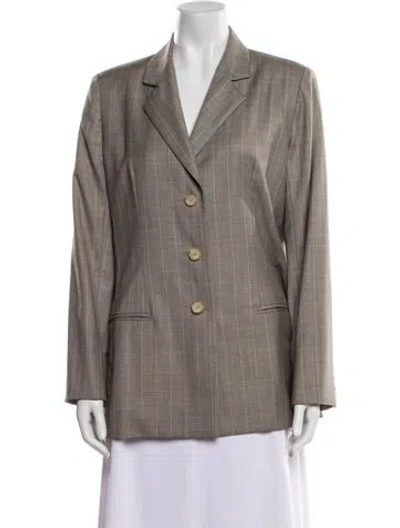 Pre-owned Bill Blass Wool Striped Blazer In Gray