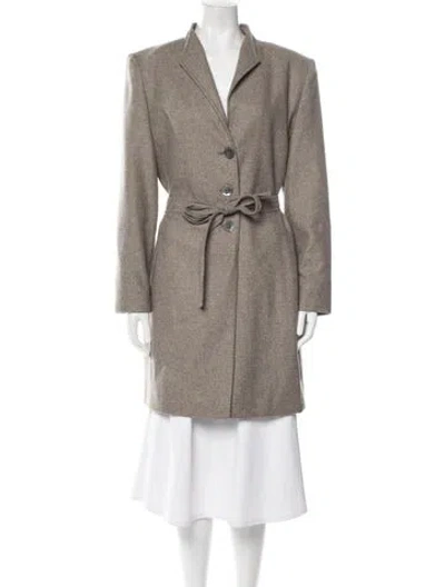 Pre-owned Bill Blass Wool Striped Coat In Neutral