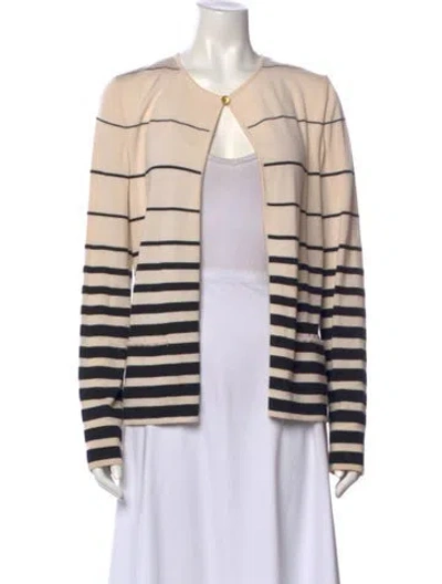 Pre-owned Bill Blass Wool Striped Sweater In Neutral
