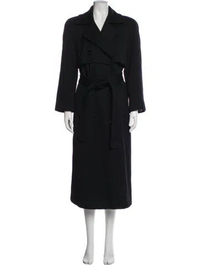 Pre-owned Bill Blass Wool Trench Coat In Black