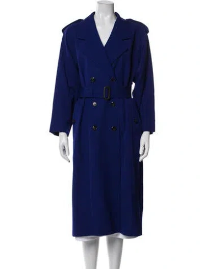 Pre-owned Bill Blass Wool Trench Coat In Blue