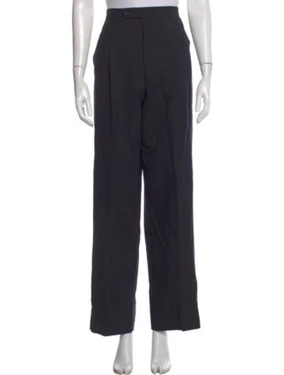Pre-owned Bill Blass Wool Wide Leg Pants In Black