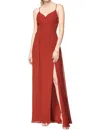 Bill Levkoff Chiffon V-neck Surplice Bridesmaid Gown In Rust In Multi